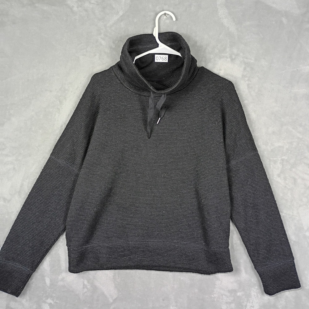 Banana Republic Cowl Neck Sweater Womens XS Black Textured Knit Gorpcore Minimal